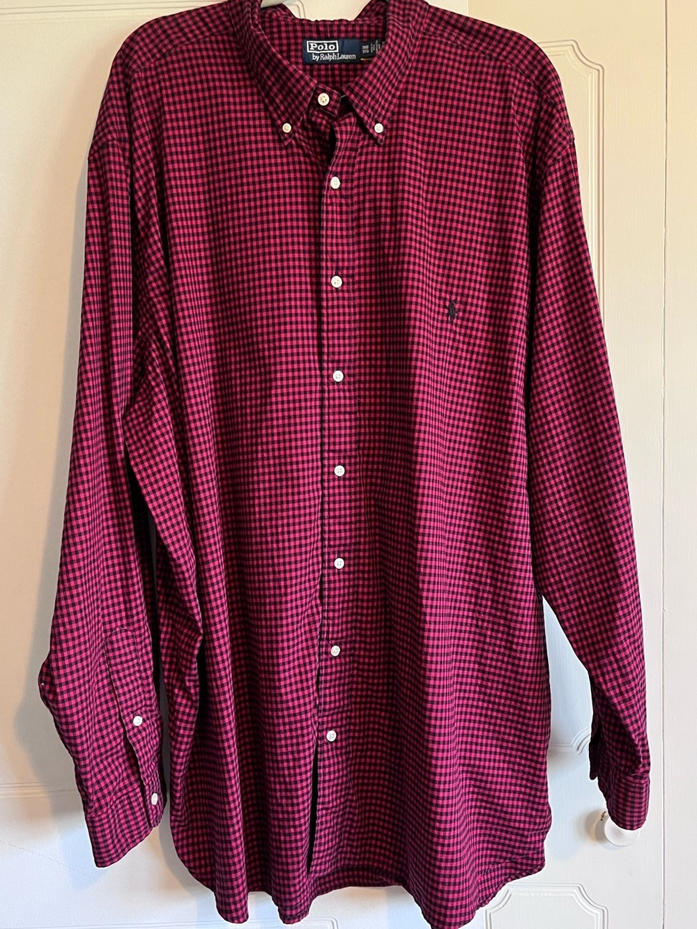 Polo Ralph Lauren Men's 3XB 3TG Red Black Check 100% Cotton Button Down EUC